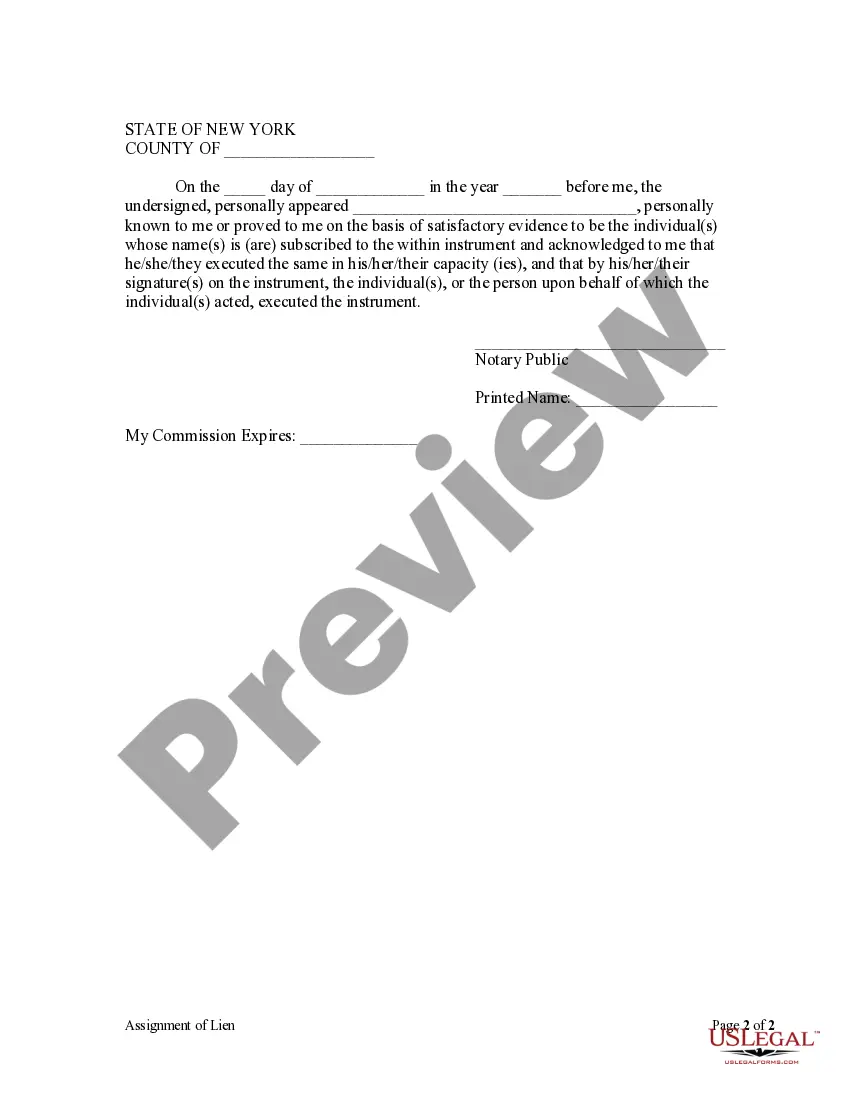 Preview Assignment of Lien by Individual