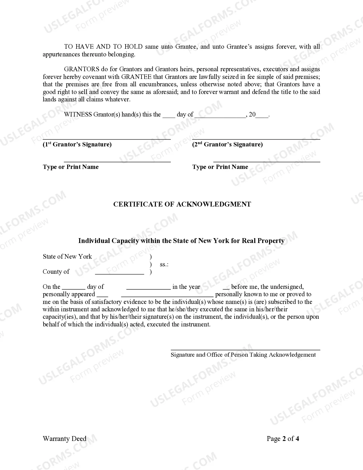 Preview Warranty Deed from two Individuals to Corporation