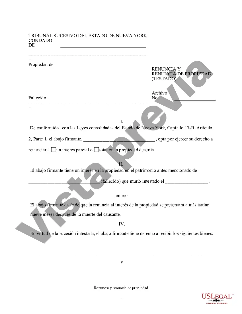 Preview Renuncia y Deslinde de Bienes recibidos por Sucesión Intestada