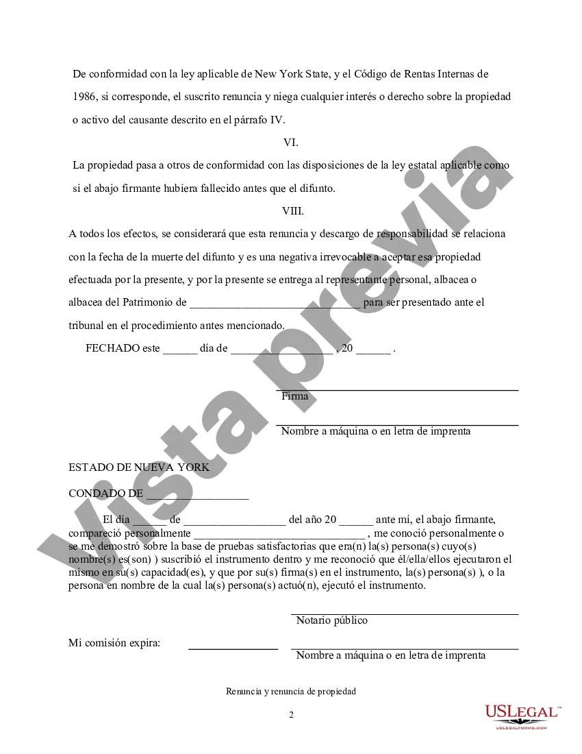 Preview Renuncia y Deslinde de Bienes recibidos por Sucesión Intestada