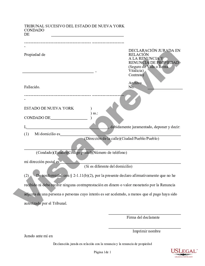 Preview Renuncia y Deslinde de Bienes recibidos por Sucesión Intestada