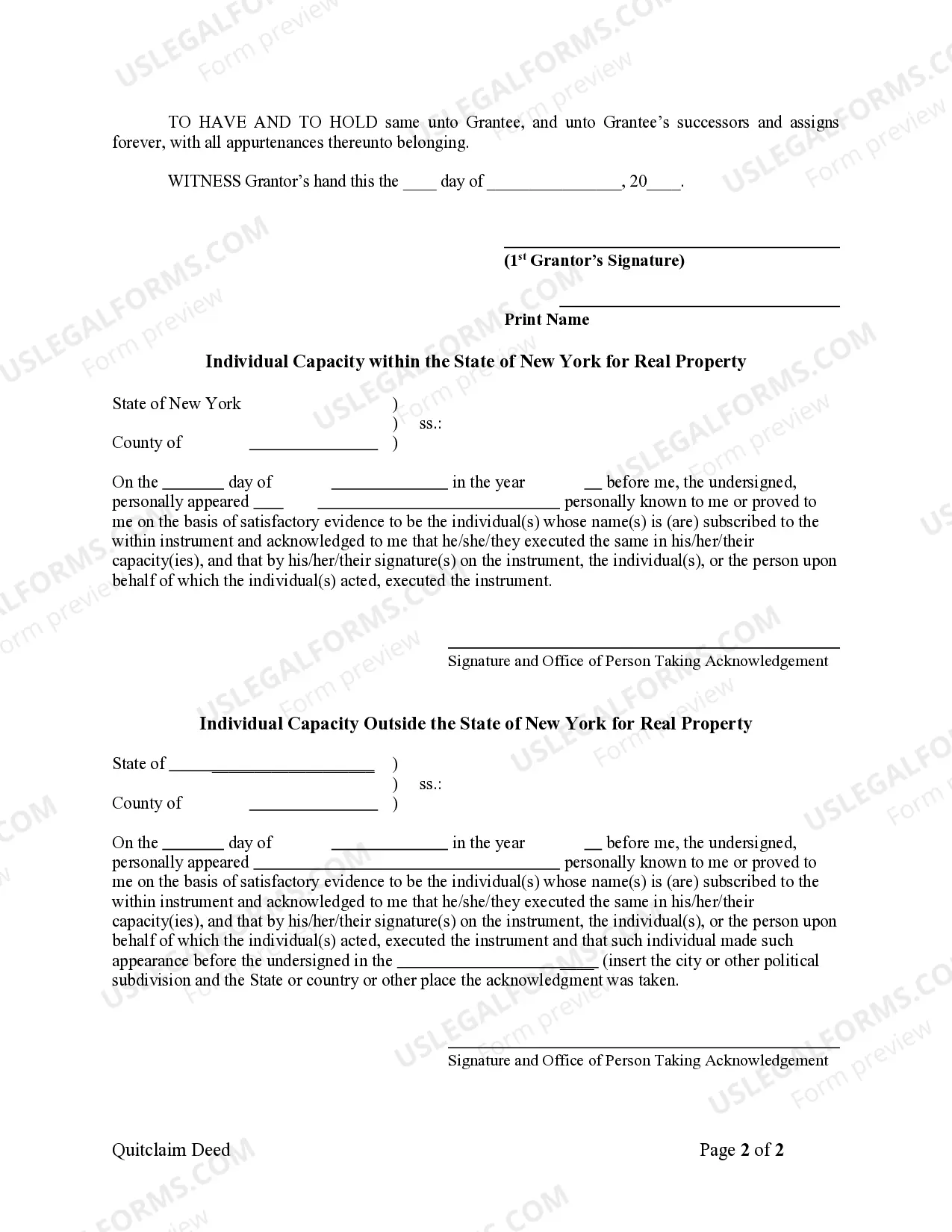 Preview Quitclaim Deed from Individual to Corporation