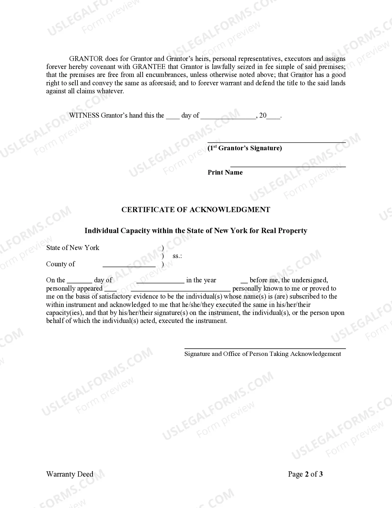 Preview Warranty Deed from Individual to Corporation