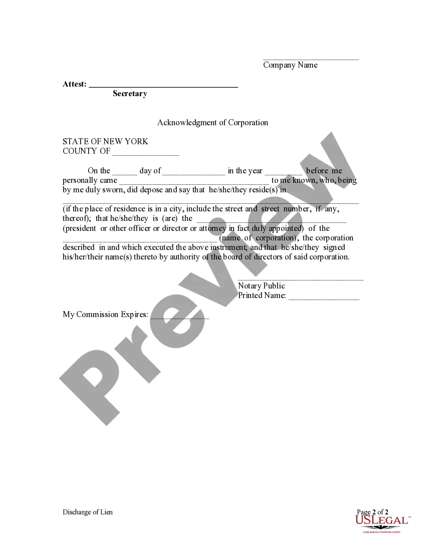 Preview Discharge of Lien by Corporation