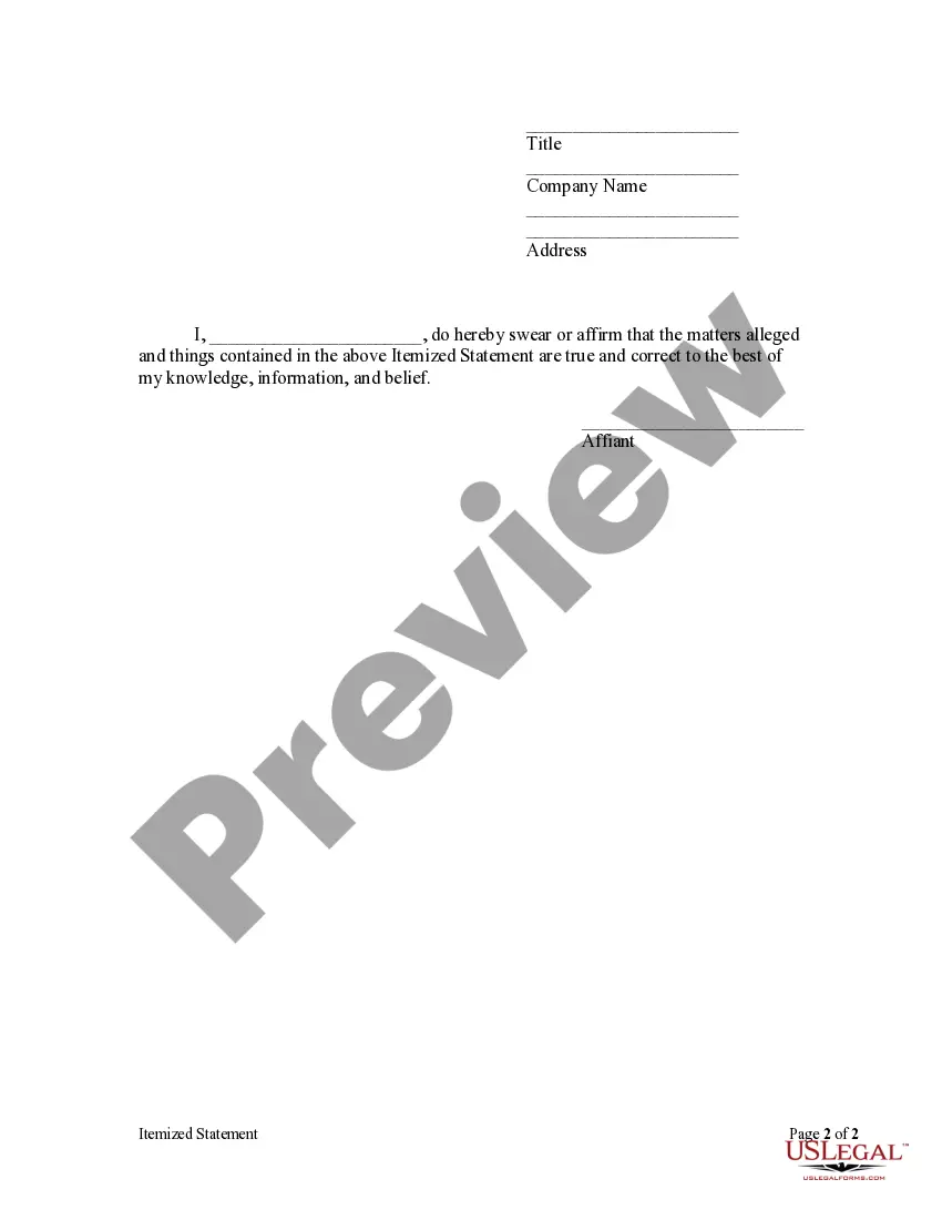 Preview Itemized Statement by Corporation