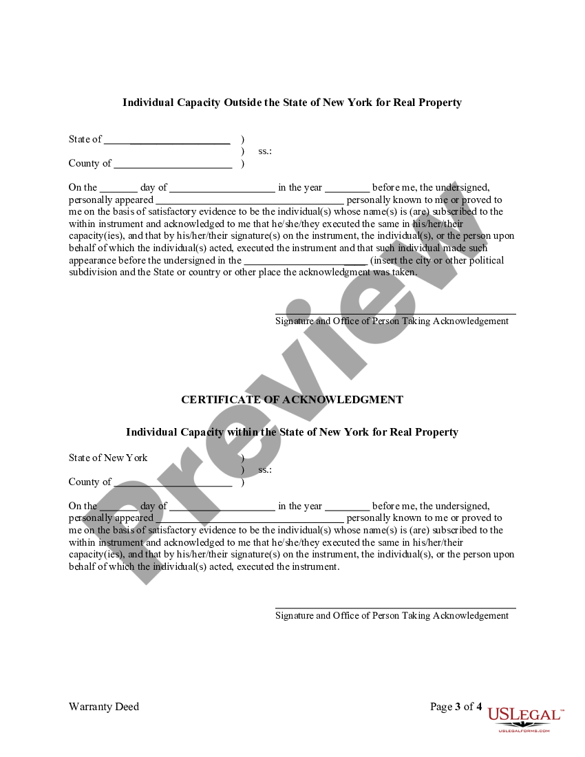 New York Warranty Deed From Husband And Wife To Llc Husband Wife Llc Us Legal Forms 9488