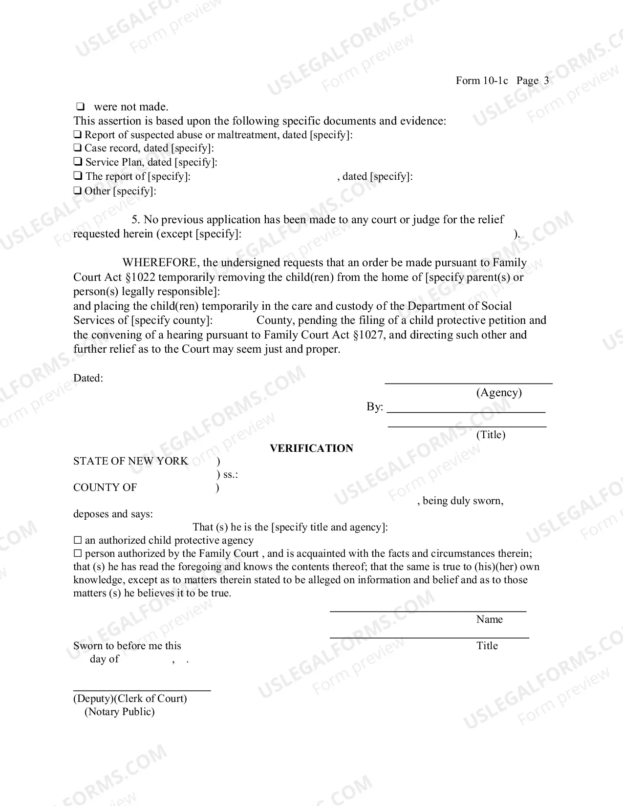 Preview Application For Pre-Petition Temporary Removal of Child(ren) From Home