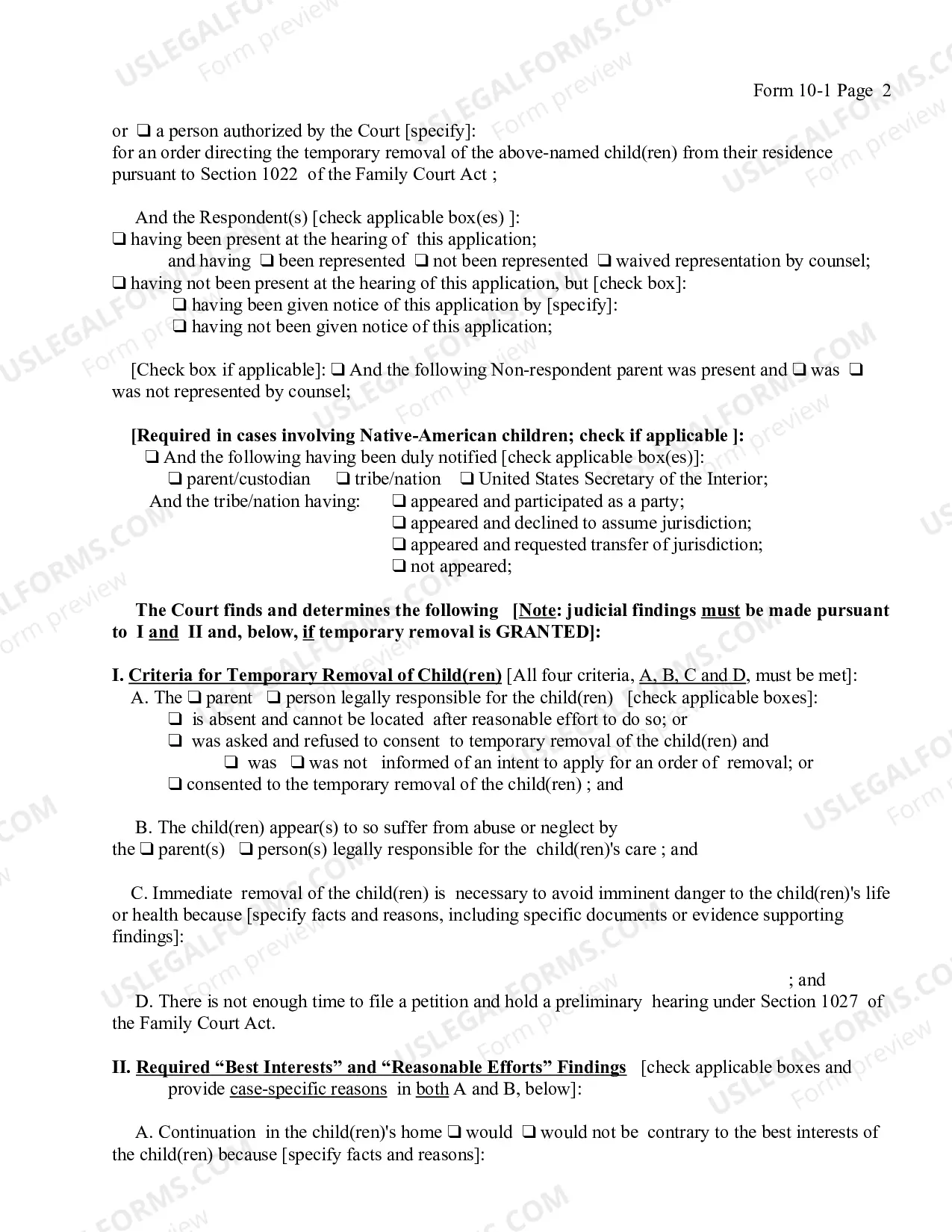 Preview Order Directing Temporary Removal of Child Before Filing of Petition