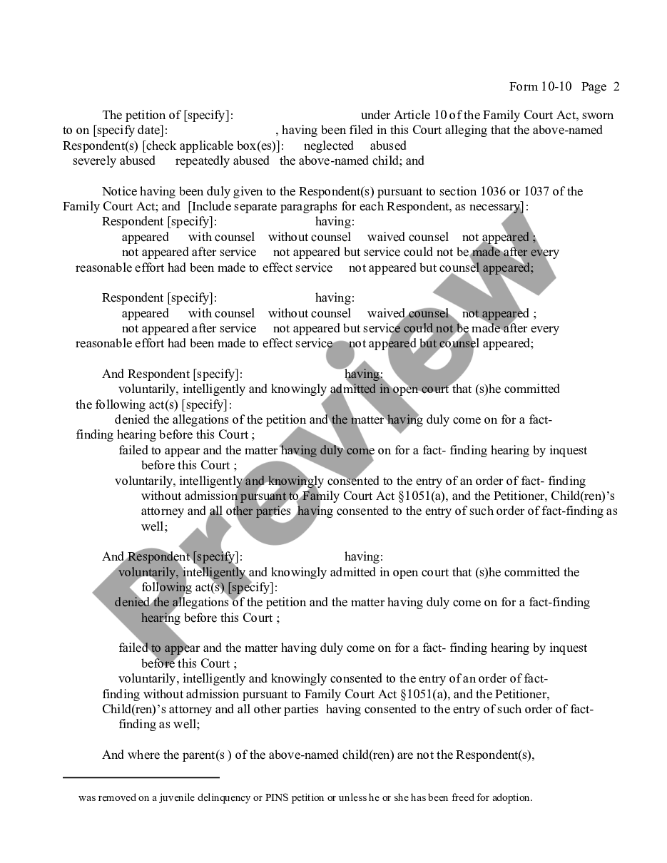page 1 Child Protective - Order of Fact-Finding and Disposition and Permanency Hearing preview