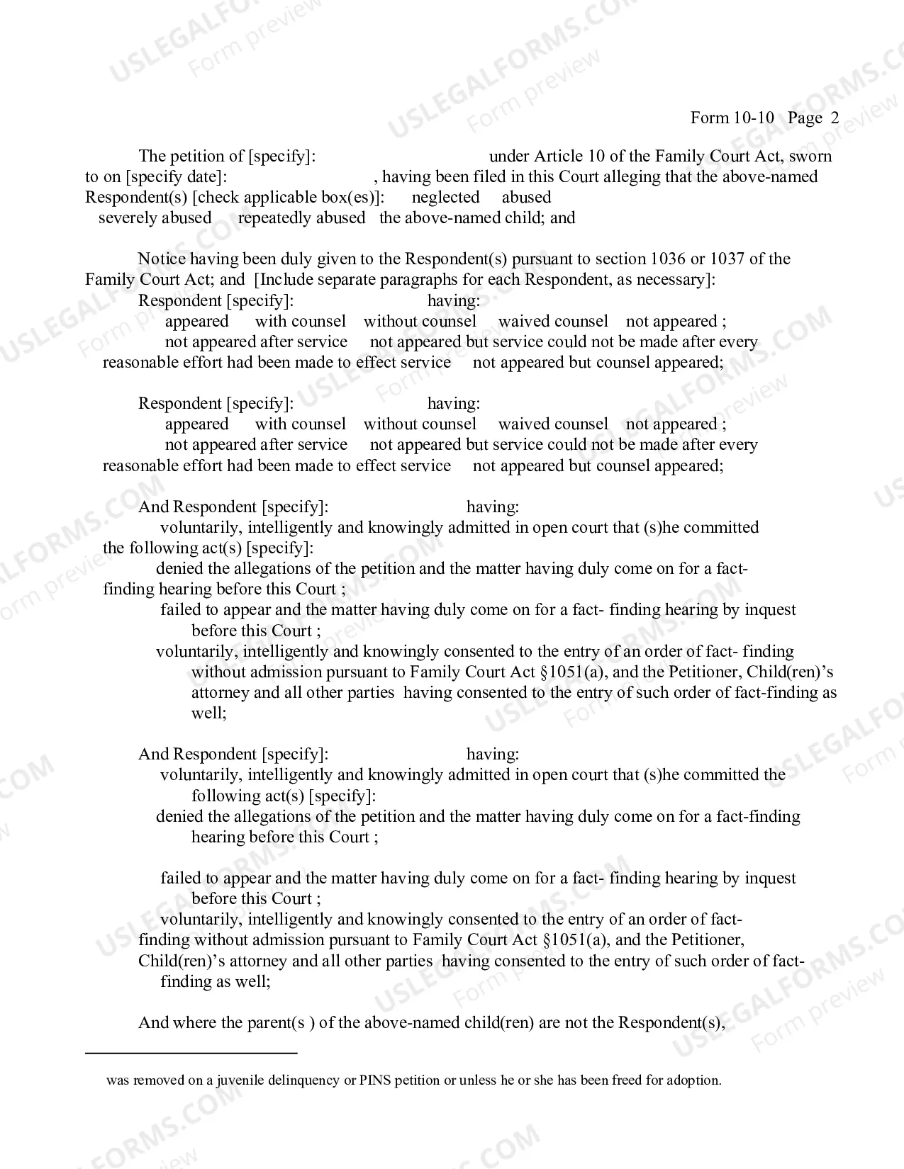 Preview Order of Fact Finding And Disposition And Permanency Hearing