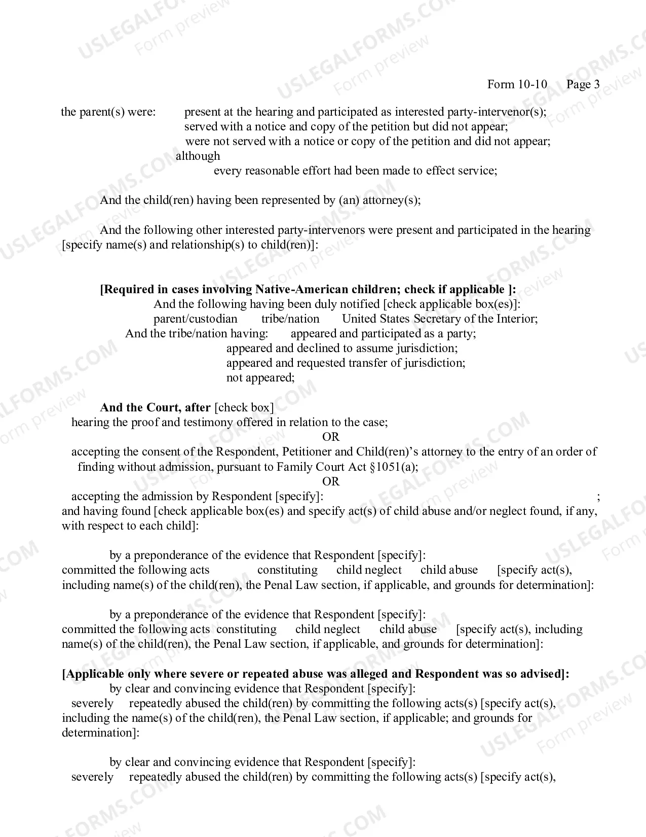 Preview Order of Fact Finding And Disposition And Permanency Hearing