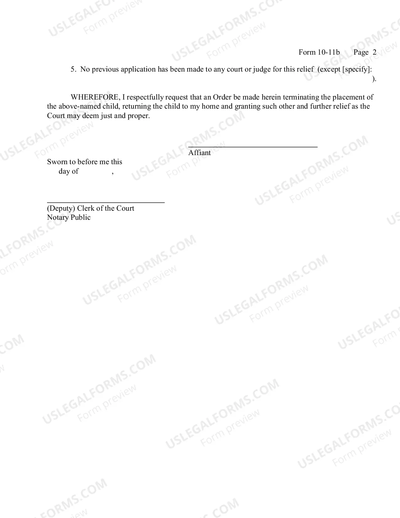 Preview Affidavit In Support of Motion To Terminate Placement