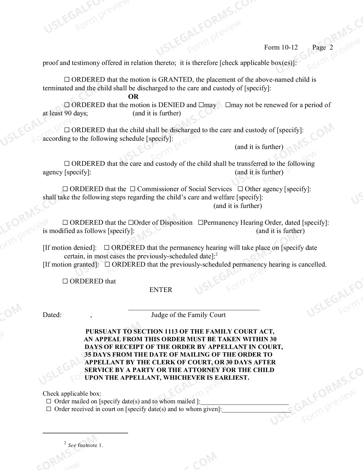 Preview Order On Motion To Terminate Placement