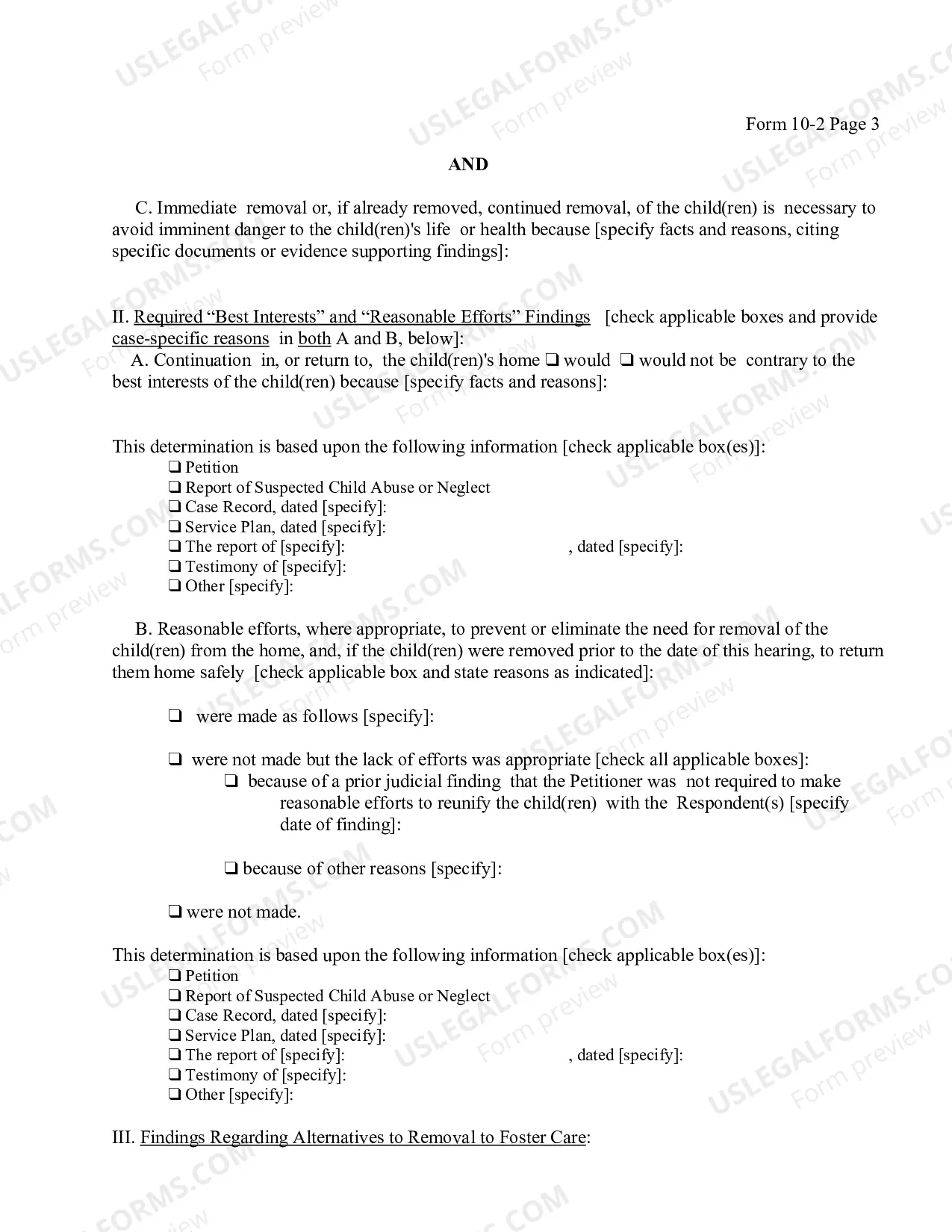 Preview Order On Application For Temporary Removal of Child After Petition Filed