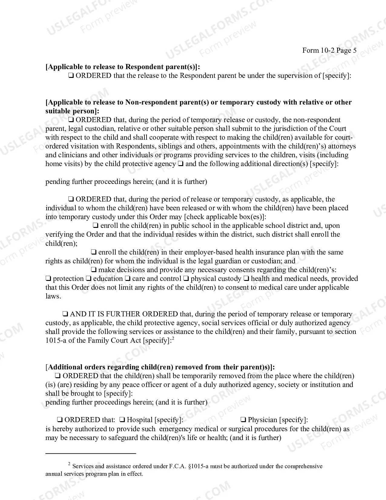 Preview Order On Application For Temporary Removal of Child After Petition Filed