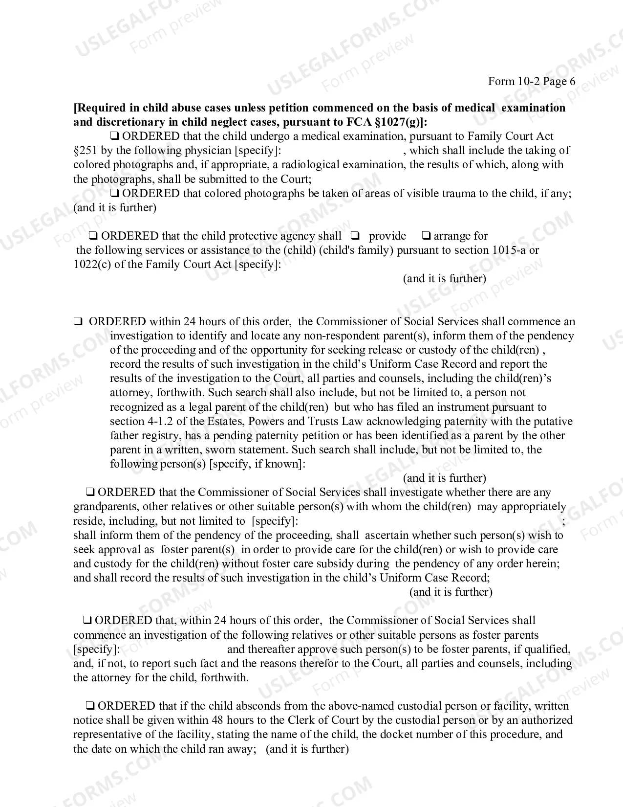 Preview Order On Application For Temporary Removal of Child After Petition Filed