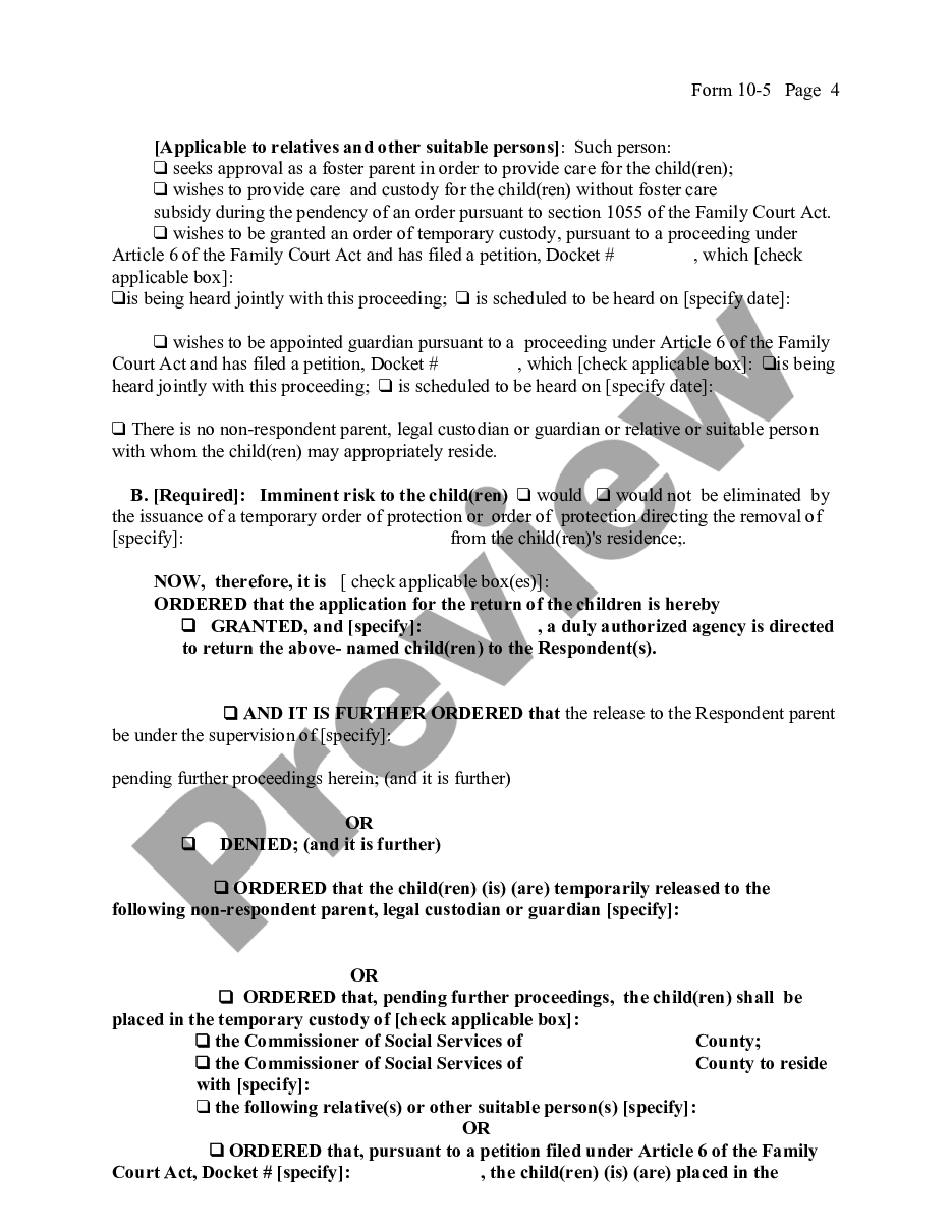 page 3 Child Protective - Order on Application for Return of Child Temporarily Removed from Home preview