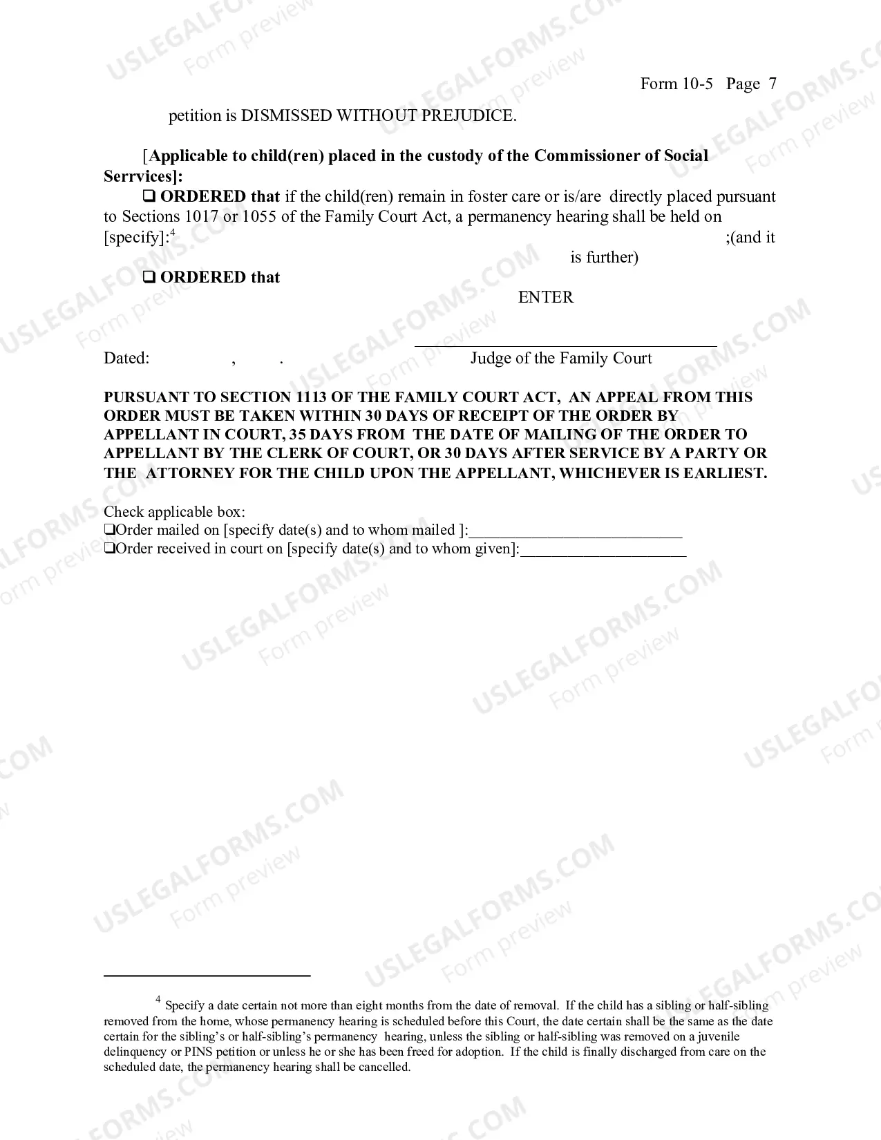 Preview Order On Application For Return of Child Temporarily Removed From Home