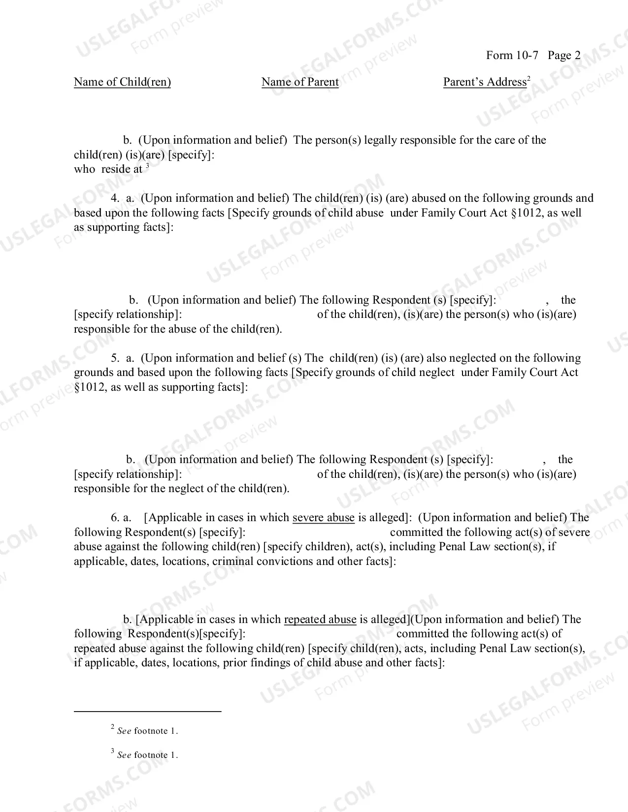Preview Petition Child Abuse Severe Abuse Repeated Abuse