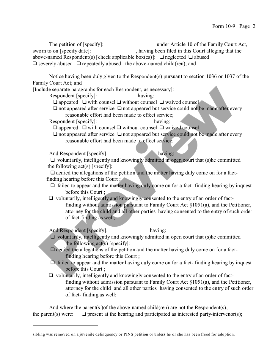 page 1 Determination Upon Hearing Fact-Finding Child Neglect or Abuse preview