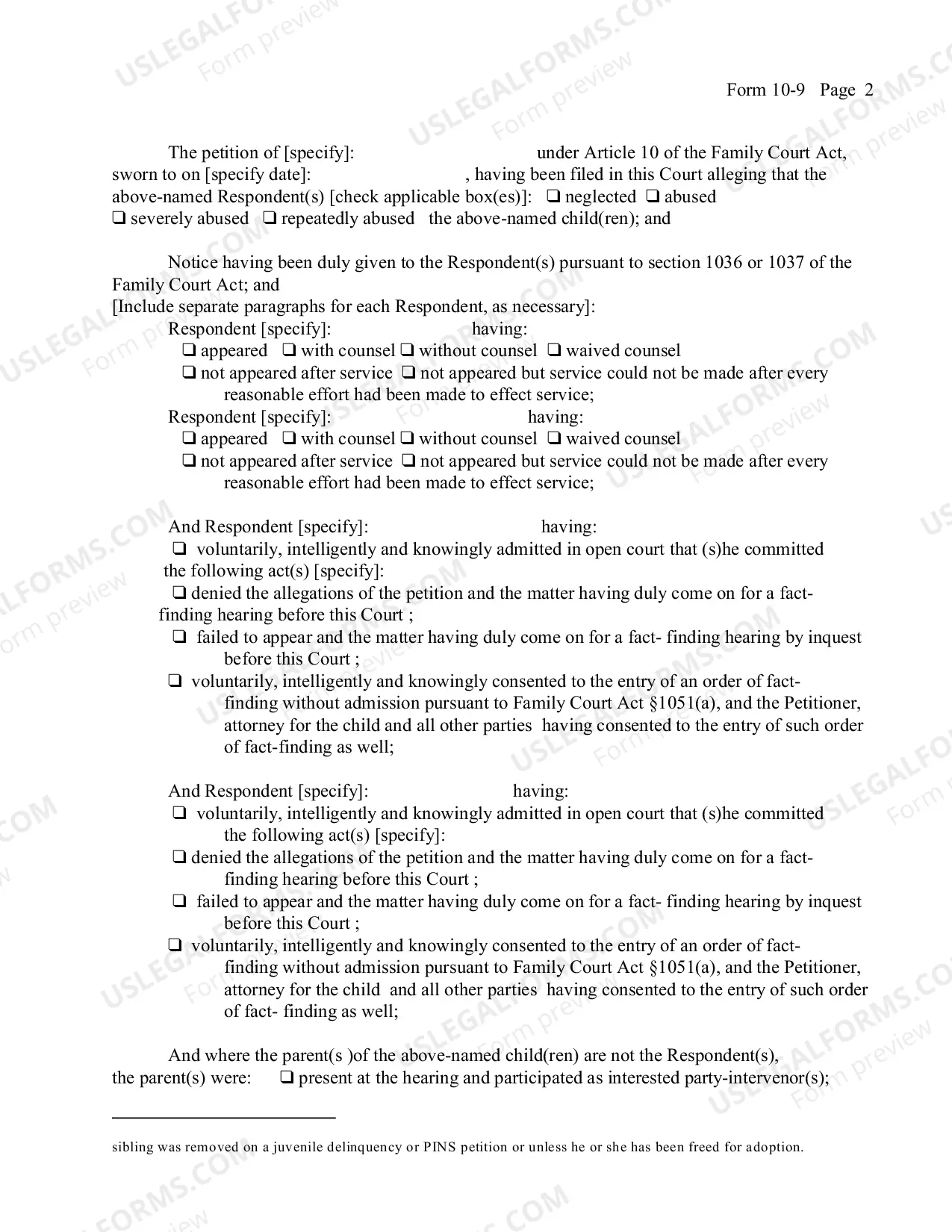 Preview Determination Upon Fact Finding (Abuse Neglect Severe Abuse Repeated Abuse)
