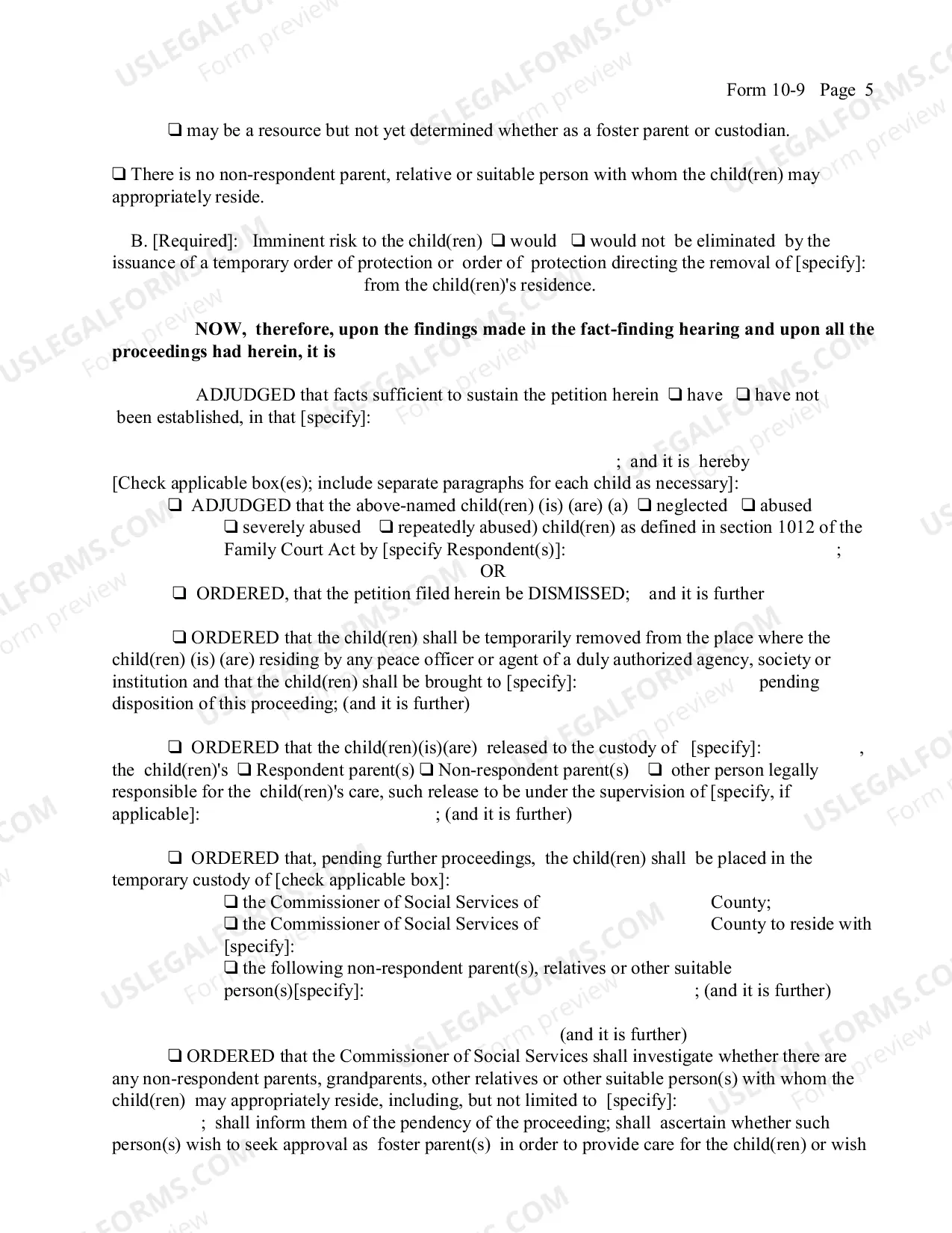 Preview Determination Upon Fact Finding (Abuse Neglect Severe Abuse Repeated Abuse)