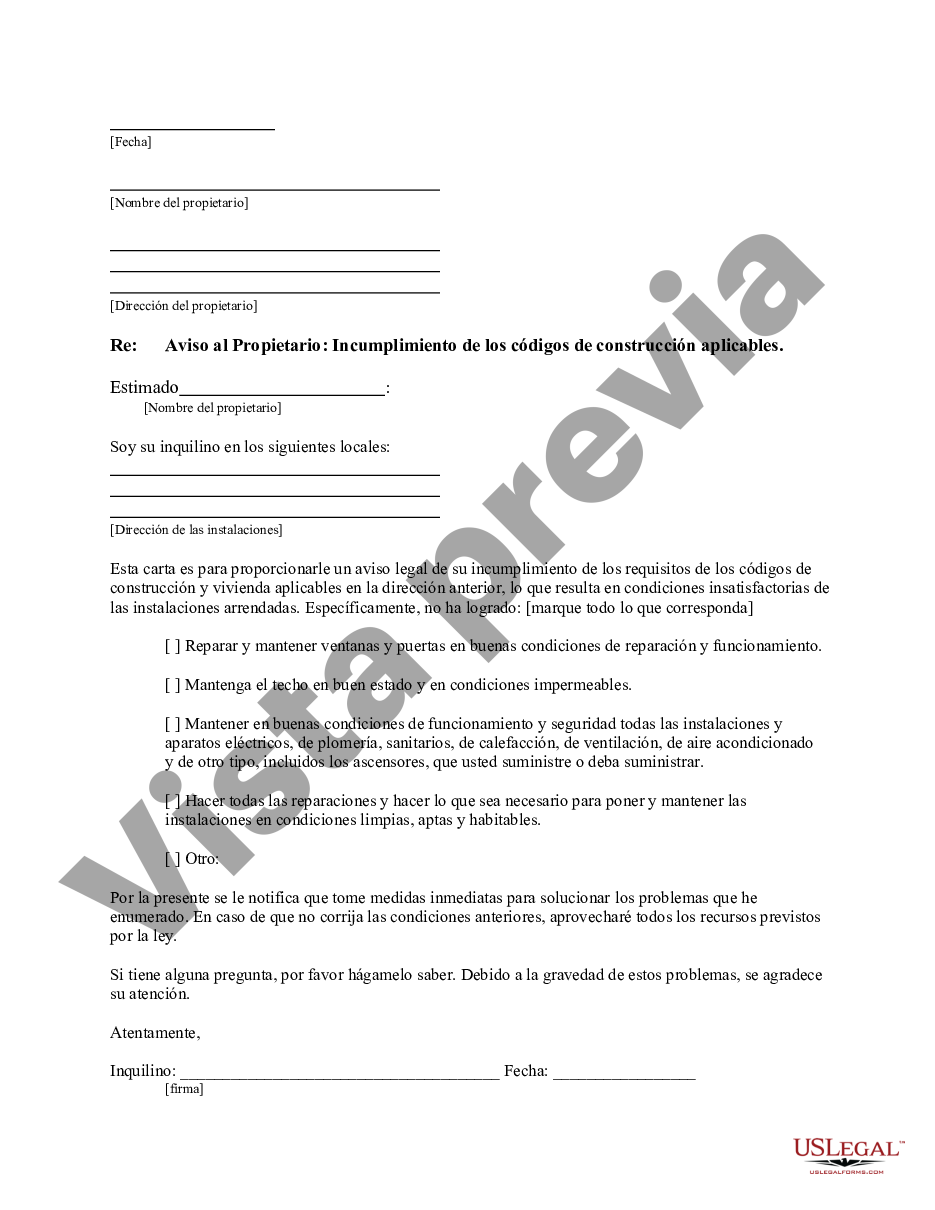 Kings New York Carta Del Inquilino Al Propietario Por Incumplimiento Del Propietario De Cumplir 1943