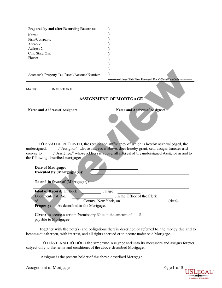 ny mortgage assignment