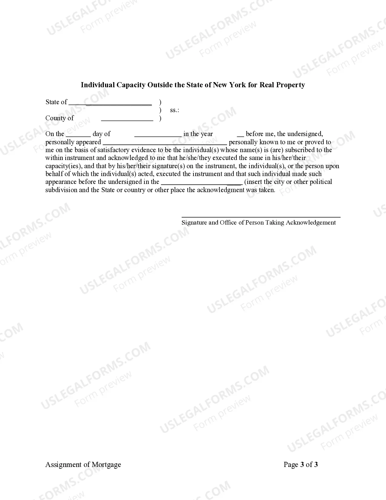 Preview Assignment of Mortgage by Individual Mortgage Holder