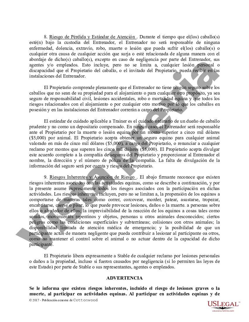 Preview Contrato de Entrenamiento - Caballo Equino Formas