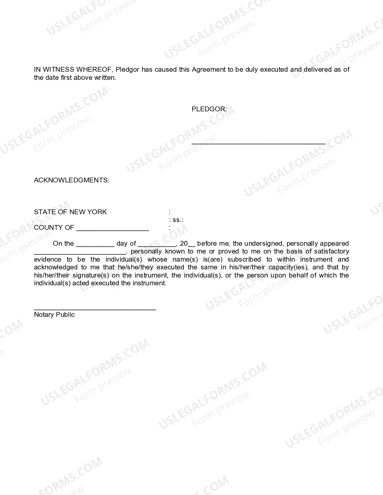 Preview LLC Pledge Agreement