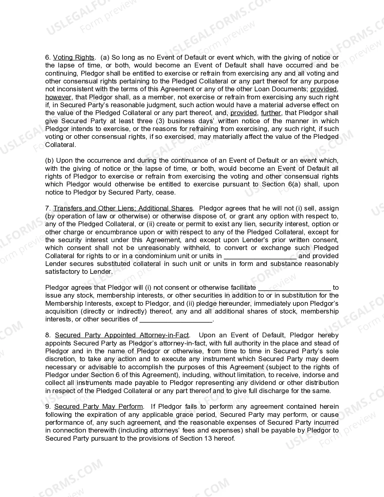 Preview LLC Pledge Agreement