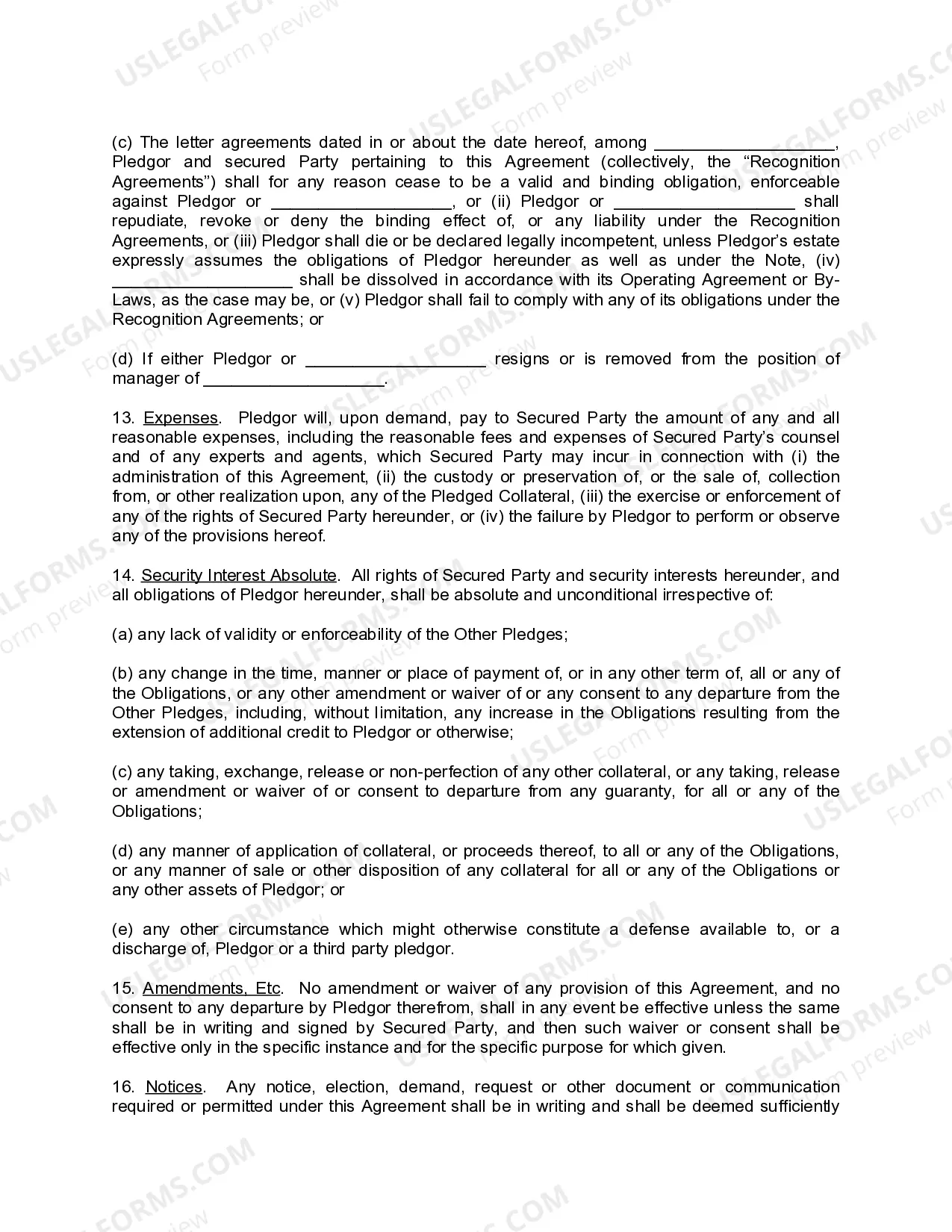 Preview LLC Pledge Agreement