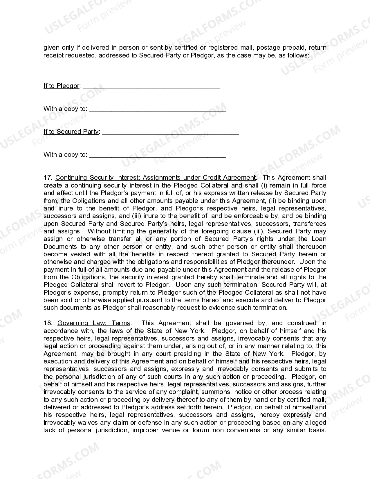 Preview LLC Pledge Agreement