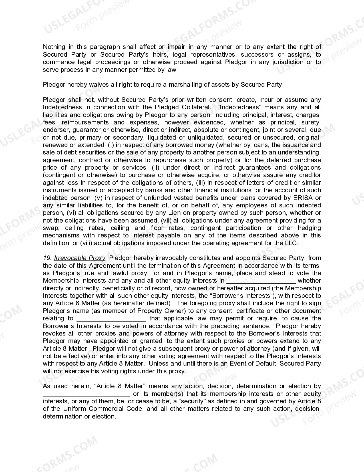 Preview LLC Pledge Agreement