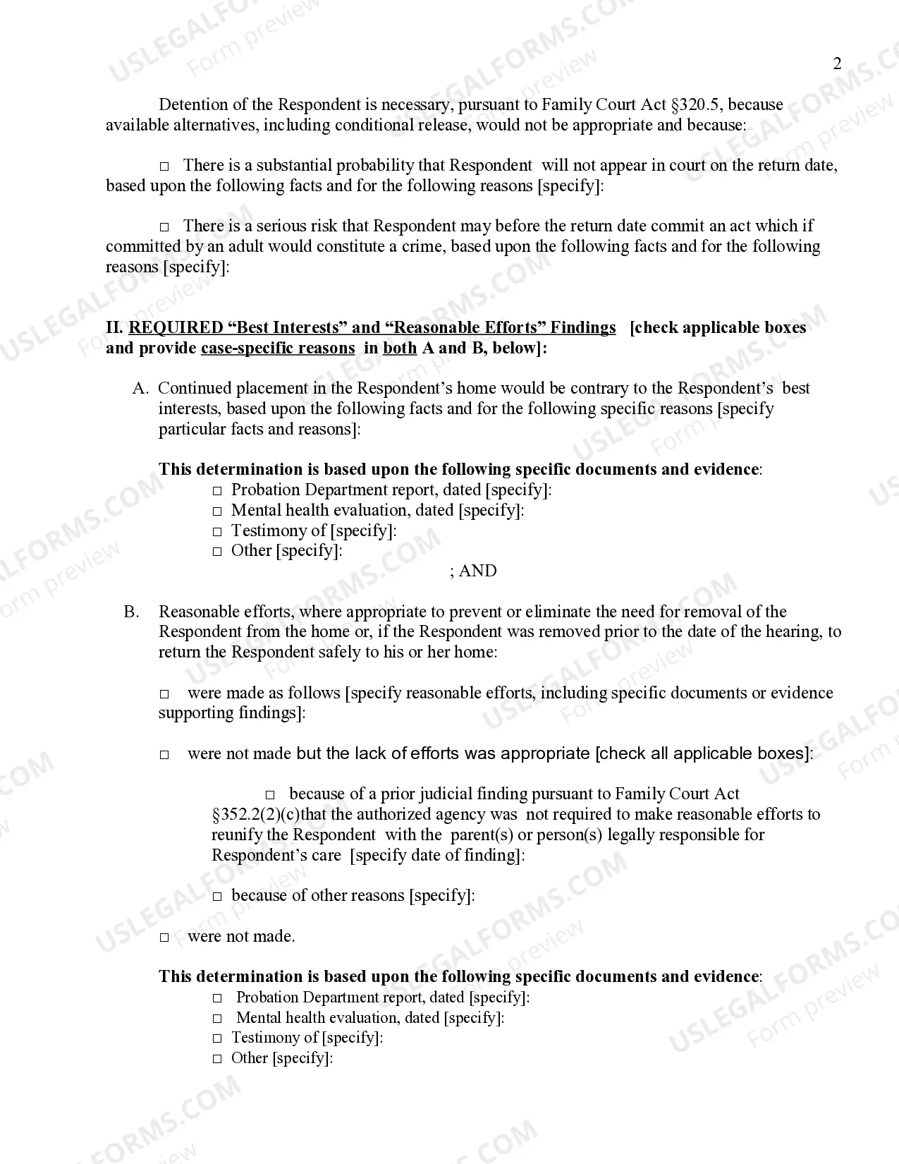 Preview Order Directing Detention of Respondent