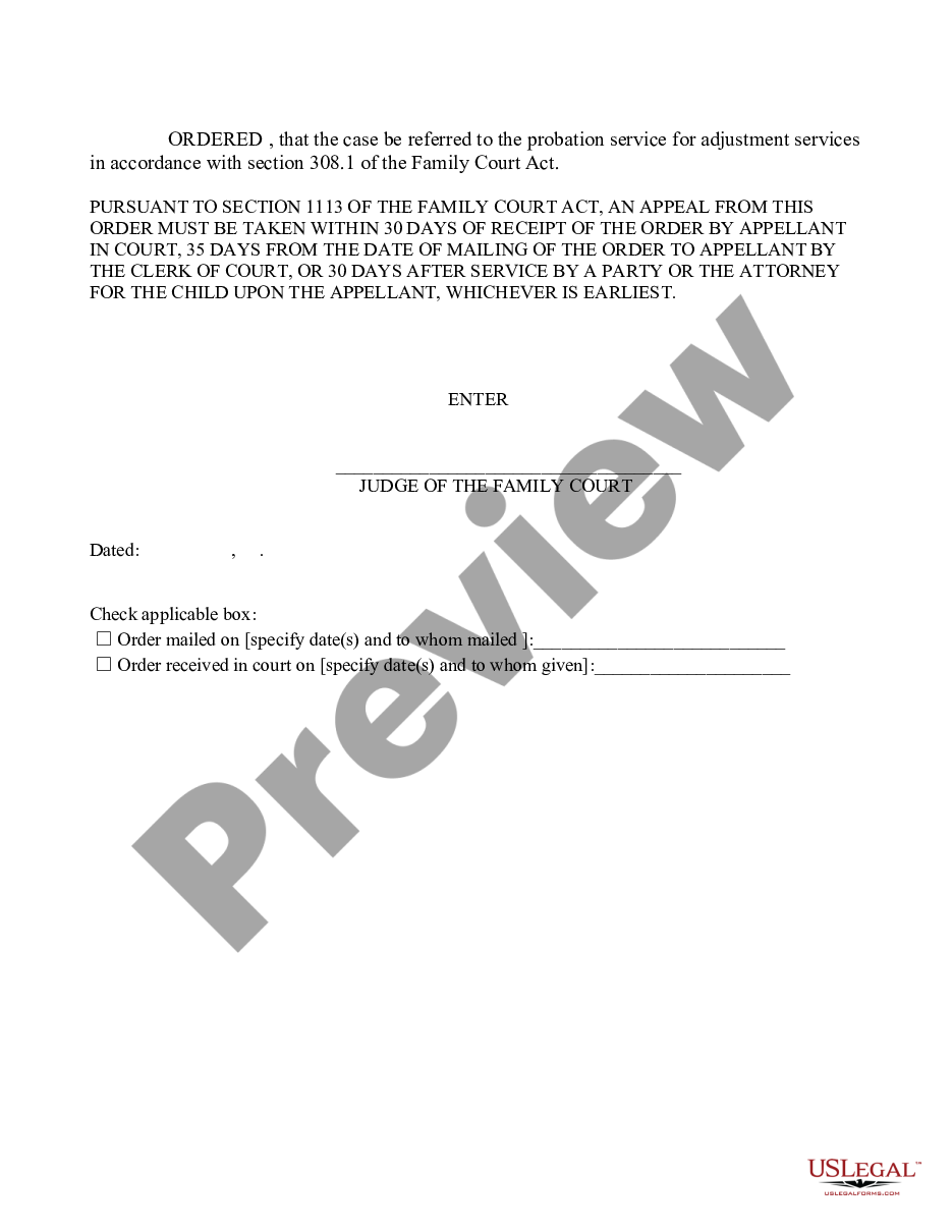 form Order of Referral to the Probation Service - Post-Petition preview