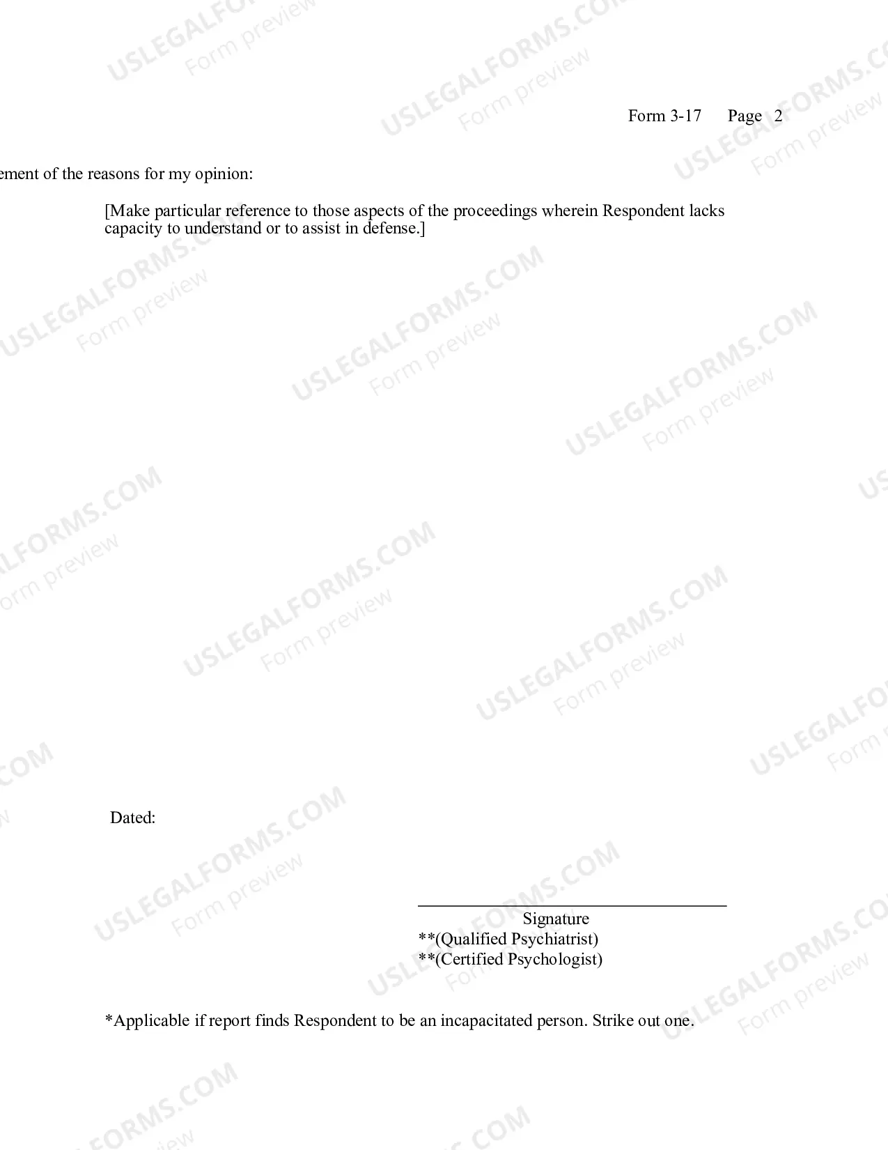 Preview Examination Report To Determine Capacity