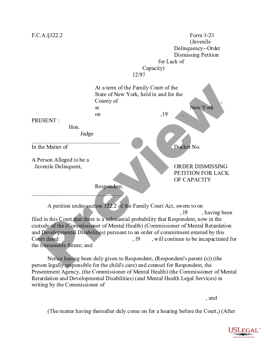 page 0 Order Dismissing Petition for Lack of Capacity preview