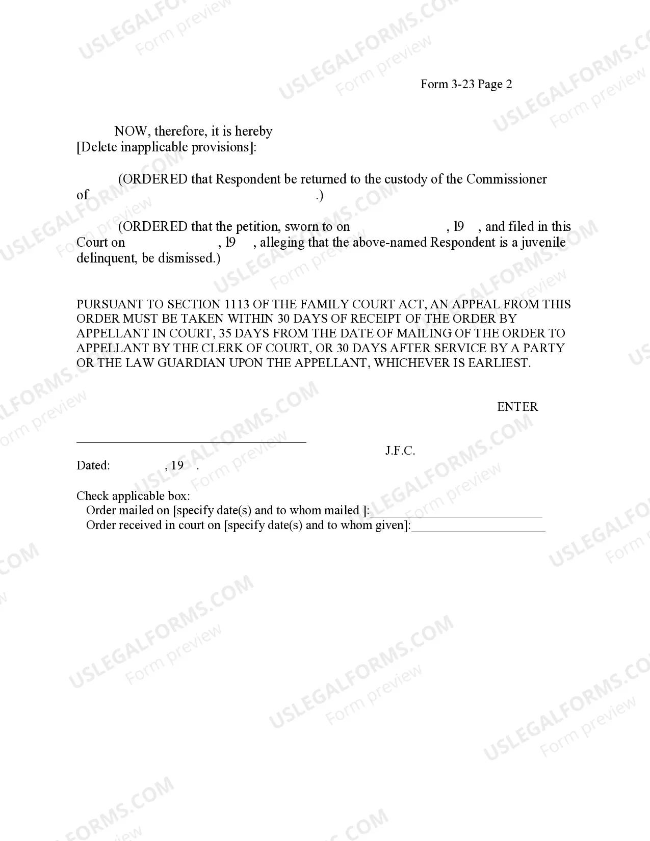 Preview Order Dismissing Petition For Lack of Capacity