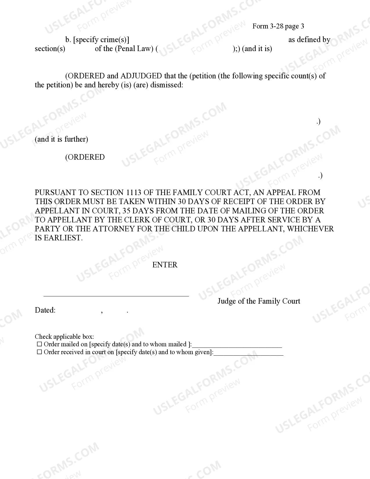 Preview Order Upon Fact Finding Hearing