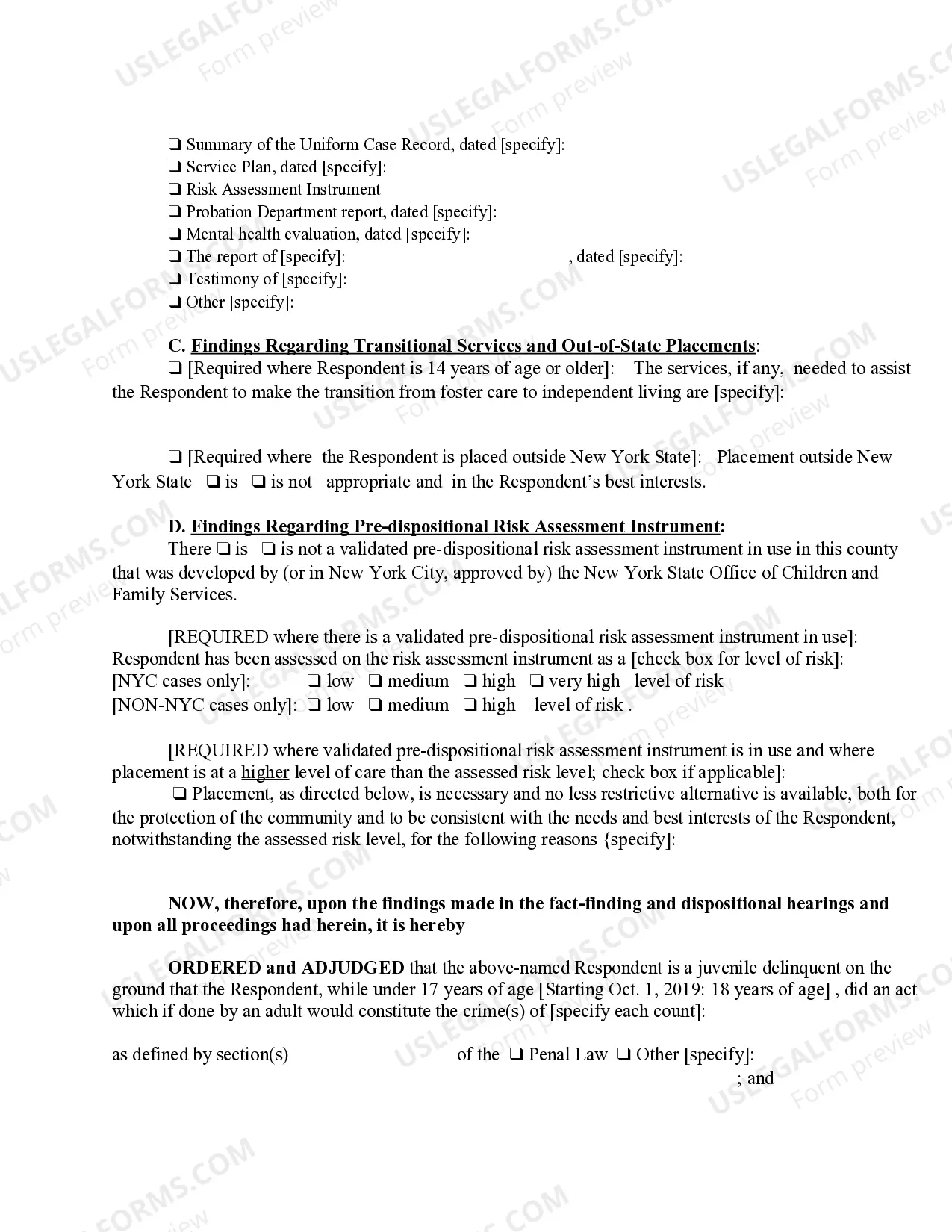 Preview Order of Disposition
