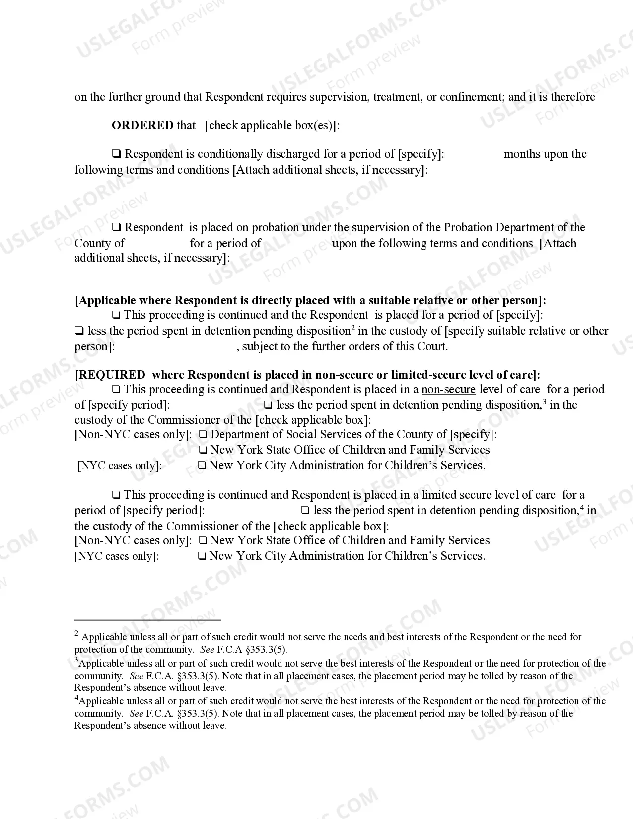 Preview Order of Disposition