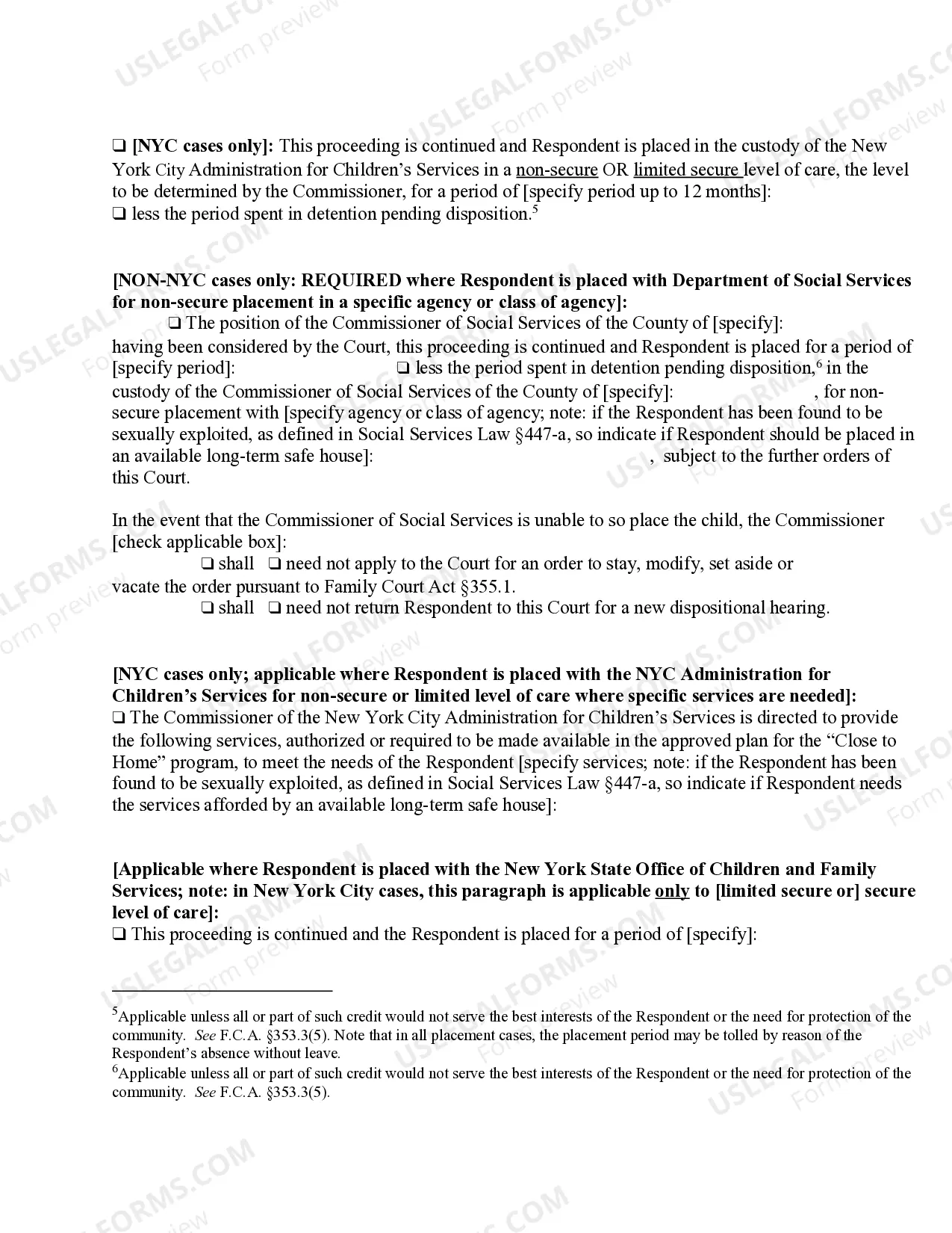 Preview Order of Disposition