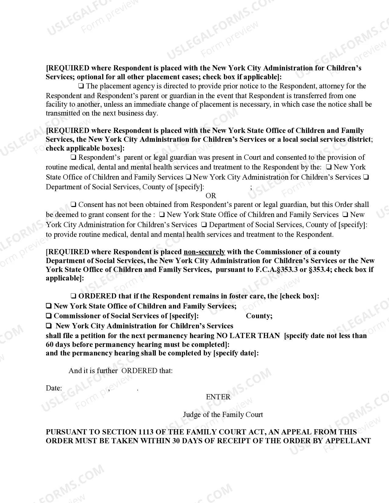 Preview Order of Disposition