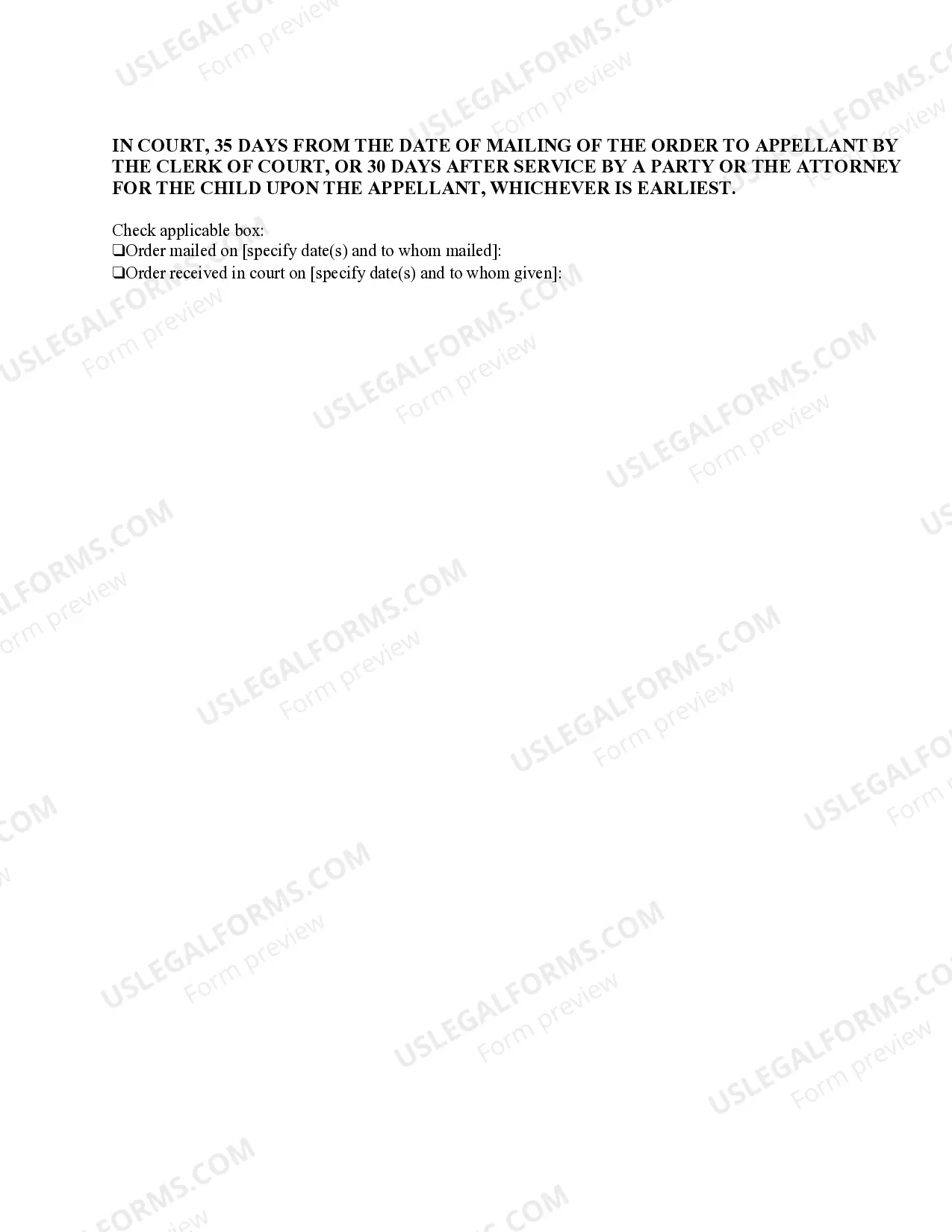 Preview Order of Disposition