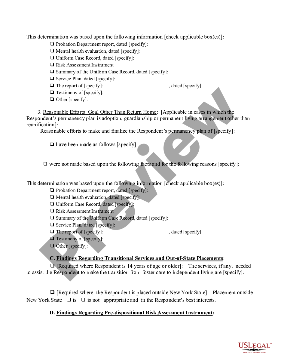 page 3 Order of Disposition - Designated Felony - No Restrictive Placement preview