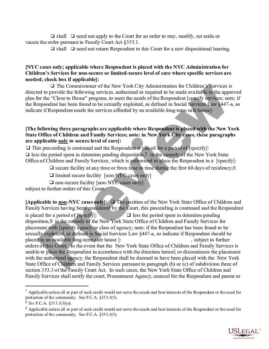 page 6 Order of Disposition - Designated Felony - No Restrictive Placement preview