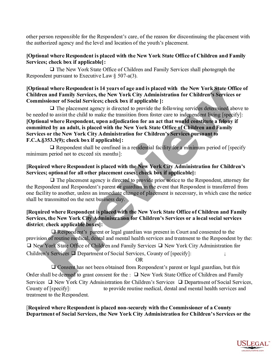 page 7 Order of Disposition - Designated Felony - No Restrictive Placement preview