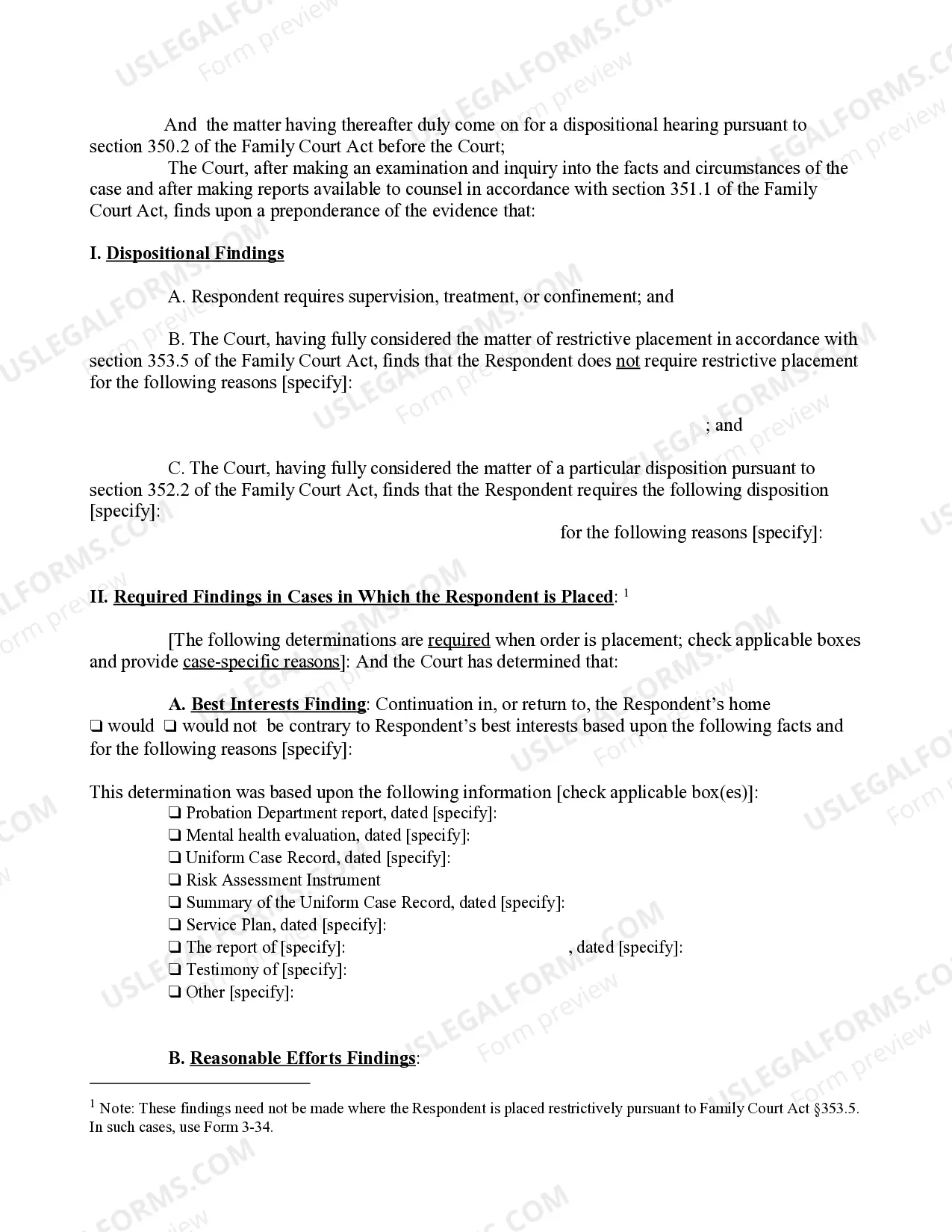 Preview Order of Disposition Designated Felony No Restrictive Placement